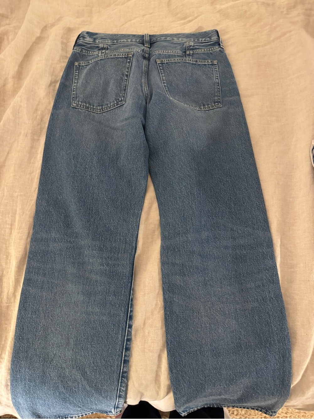 J. Crew Straight-Leg Blue Jeans with dark brown Side Stripe - Picture 3 of 3